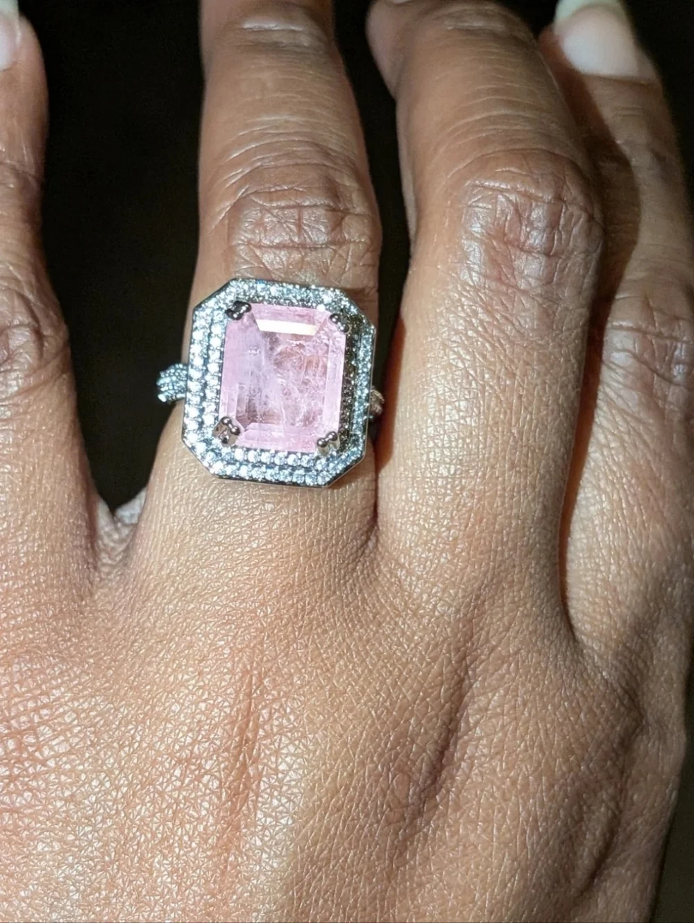 Shiny S925 6 Ct Lab- Created Kunzite Diamond Engagement Ring For Women Sz 6.5